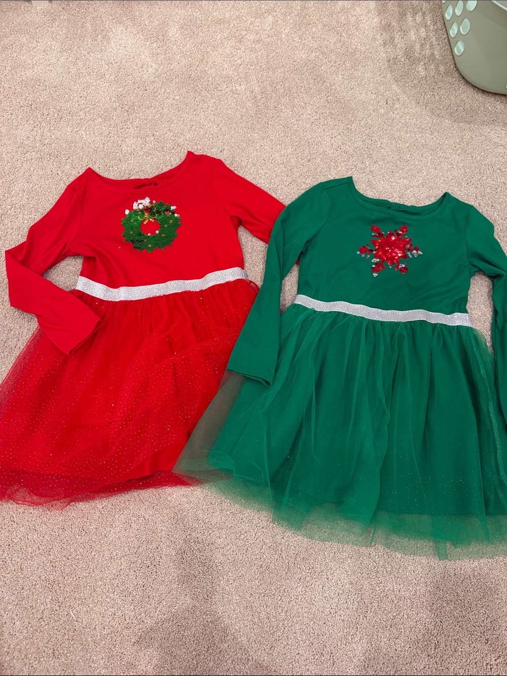 *Bundle* Girls' Holiday Tulle Dress – Red and Green